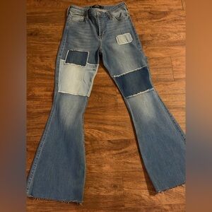 Hollister Blue Patchwork Flare Jeans
